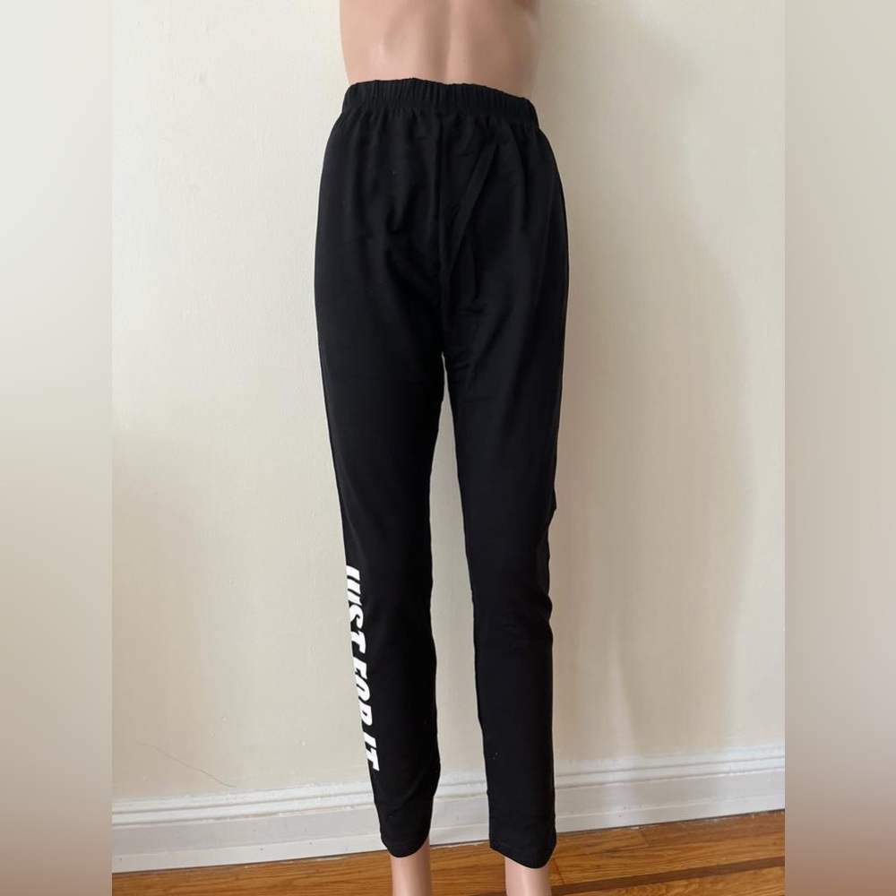 NWT workout side text print leggings yoga sport pants elastic stretchy trousers